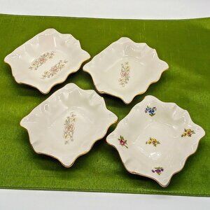 Collection of Vintage Pickard Hand-Decorated Floral Porcelain China Ashtrays (4)